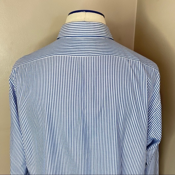 POLO Ralph Lauren Mens Blue Striped Button Down Dress Shirt Sz 17 (34-35) - Picture 5 of 16
